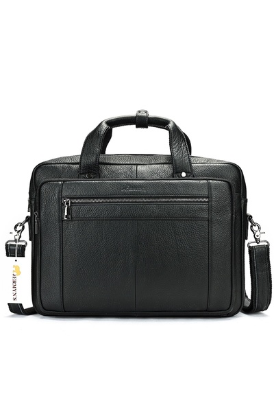 JERMYN'S Laptop bag, Auckland, black genuine leather