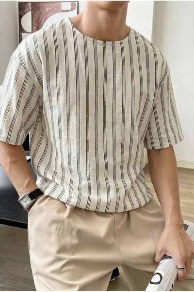 MADZEYMODA Model supradimensionat pentru bărbați, cu mânecă scurtă, negru ver...