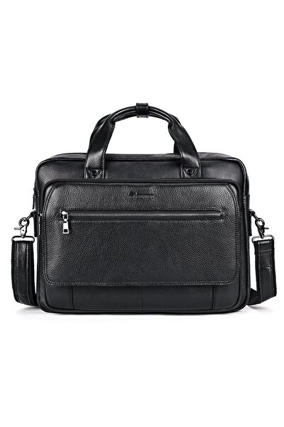 JERMYN'S Laptop bag 17", Nelson, black genuine leather