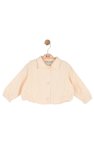 nk kids Baby Girl 1-4 Years Old Floral Denim Jacket with Bow on the Back Cream