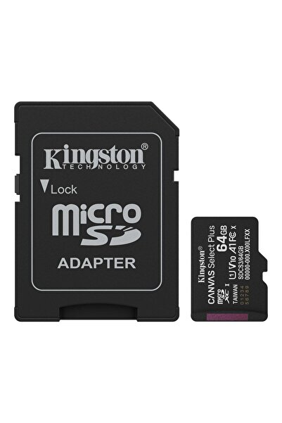 Kingston 64GB CANVAS SELECT PLUS MICROSD KART, HAFIZA KARTI