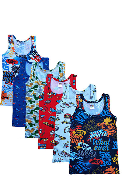 Hepsine Rakip Kota 6-Piece Boy's Cotton Strap Patterned Athlete Undershirt