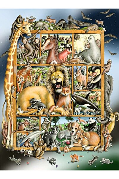 RAVENSBURGER Puzzle 100 piese XXL - Animals on the Shelf (Ravensburger-12000862)
