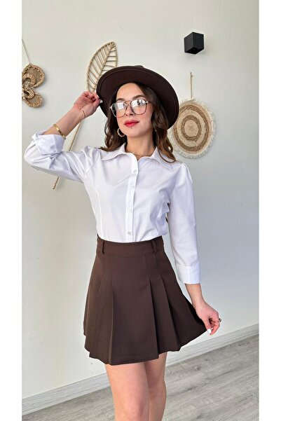 modadagiyim Women's Pleated Above Knee Comfortable and Stylish Short Skirt