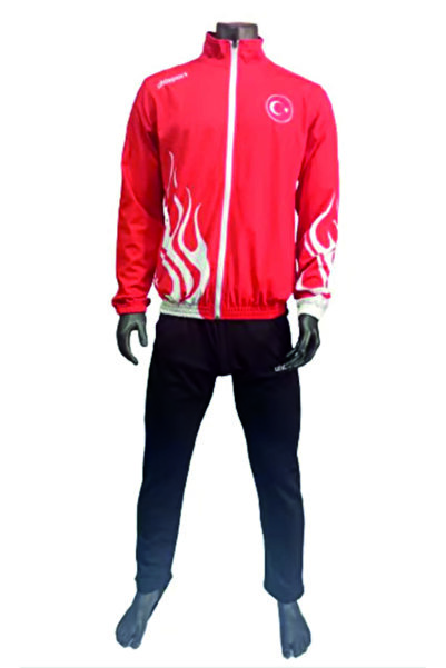 UHLSPORT milli takım eşofmanı kırmızı alevli astarsız dalgıç kumaş