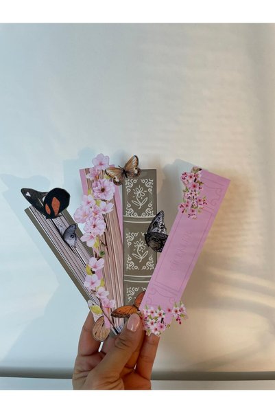 tinystoriestr Bookmarks - Flower & Butterfly Themed Special Cut Set of 4 (with Double-Sided Protection Lamination)
