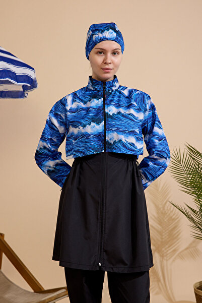 GAVLİA Women's Hijab Swimsuit 3-Piece Set Full Coverage Zippered..