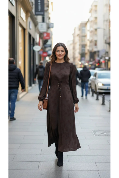 Nuss 2027 Silk Cupra Dress - Coffee