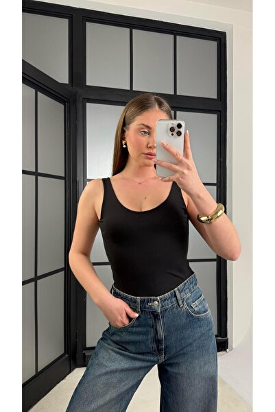 Gaus Siyah Kalın Askılı Basic Bodysuit GAUS-01006