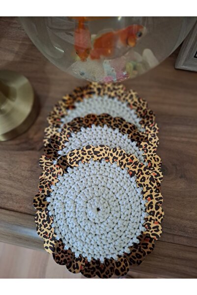 zeynhobi aksesuar Coffee-Colored Sequined Presentation Napkins, Leopard Print...