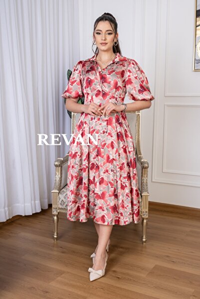 revan Turkish printed dress, wide and soft midi cut