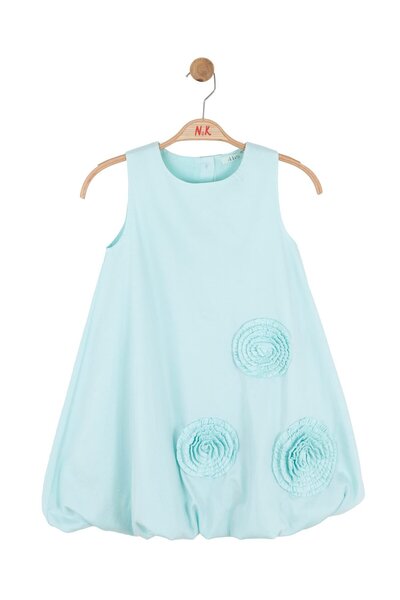 nk kids Girl Child 4-8 Years Old Floral Embroidered Crepe Fabric Balloon Dres...