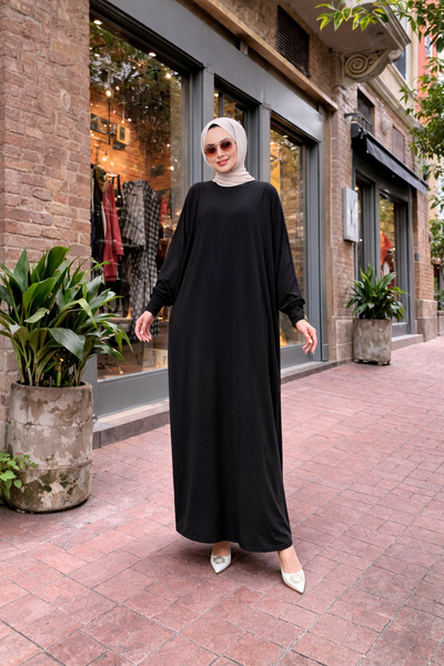 comstar Ženska premium udobna duga crna molitvena haljina