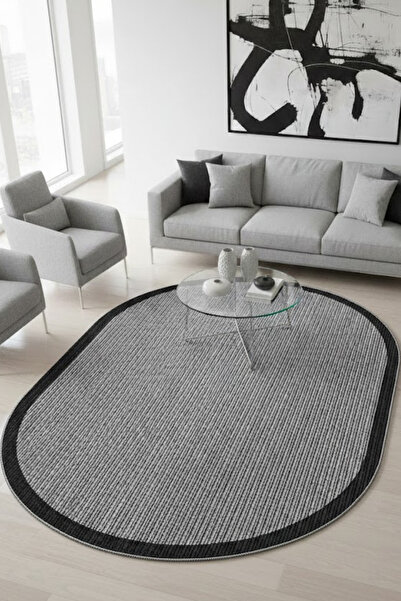 VOPTEKS Siyah Halı Salon Halısı Makinede Yıkanabilir Kaymaz Taban Halı