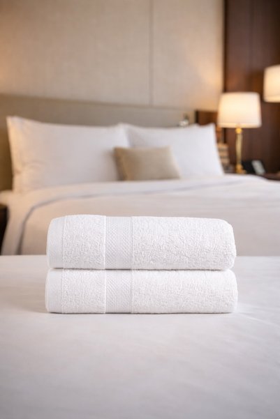 Ellaline 2 Pieces of White Hotel Towels 100% Certified Cotton 70X130Cm Premium Bath Towel Set