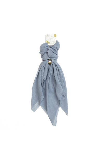melvelo Scrunchies hair elastic with short scarf, silk, - Powder Blue