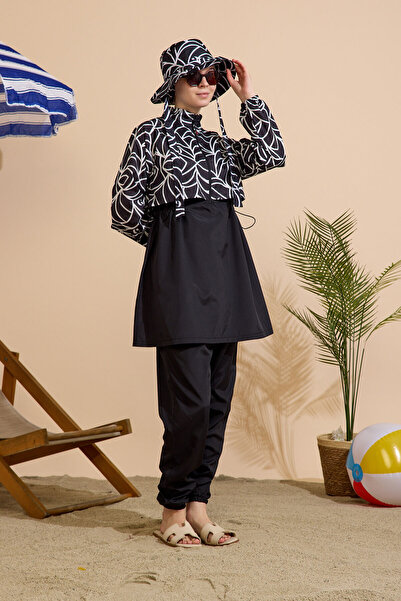 GAVLİA Women's Hijab Swimsuit Set of 5 with Half-Covering Zipper..