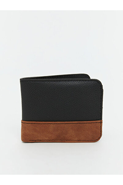 LC Waikiki GÜLİS GİYİM محفظة جلدية سوداء كبيرة الحجم مظهر جلدي دينار