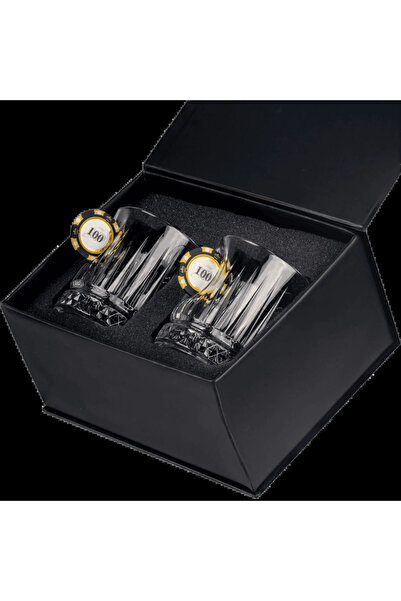 Bellore Crystal Whisky Glass Set with Poker Chip – 355 ml