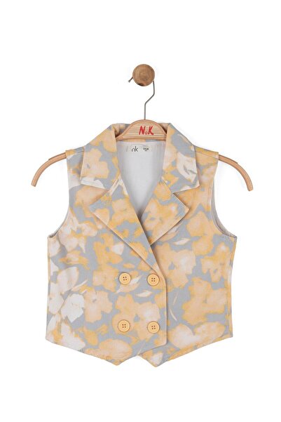 nk kids زهرة تجريدية للفتيات من عمر 8-14 سنة مطبوع سترة أصفر