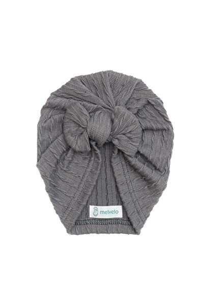 melvelo Baby turban with bow, cotton, Knitwear - Iron 0-4 years