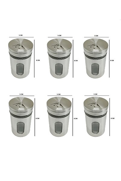 Taşkın TUZLUK-BİBERLİK-PUL BİBERLİK DÖNER KAPAKLI CAM DIŞI METAL (6'LI)