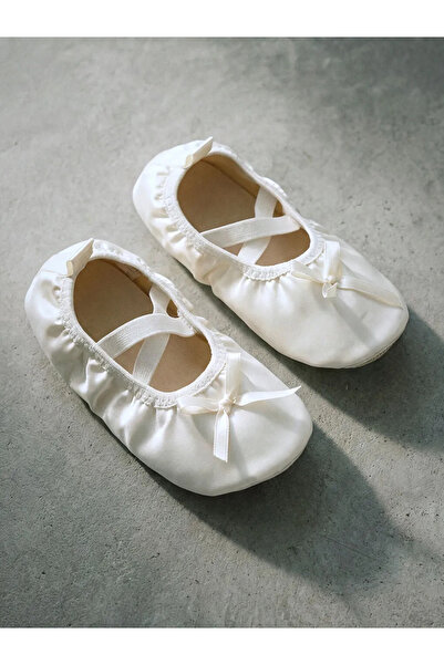 LC Waikiki Lcw Steps Ecru Bow Detailed Girl's Flat Shoes