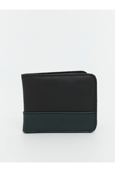 LC Waikiki GÜLİS GİYİM محفظة جلدية سوداء كبيرة الحجم مظهر جلدي دينار