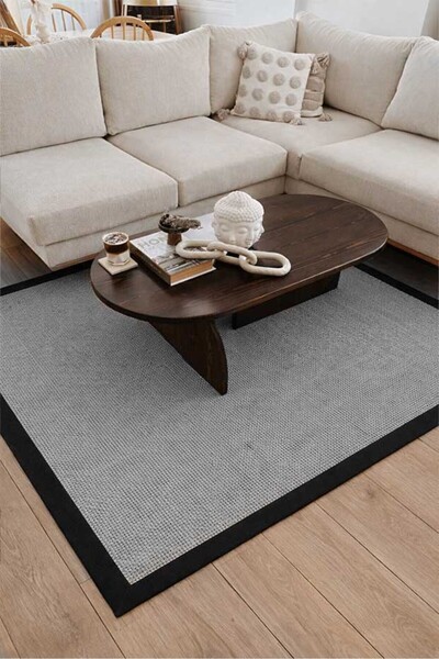 Qatalina Premium Kaymaz Taban Yıkanabilir Modern Dijital Baskı Mutfak Salon Halısı Kaydırmaz GRİ KARE CH445