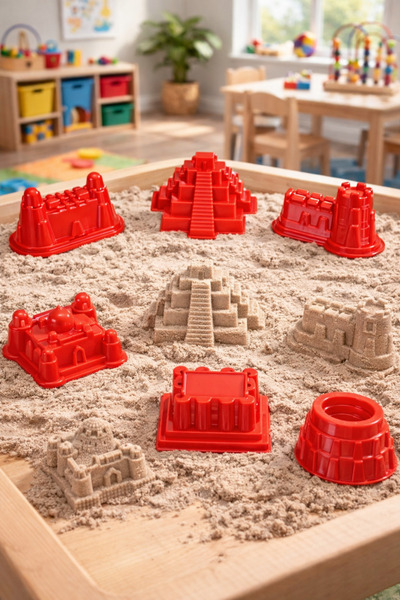 Kinetic Sand 28 Parça Kinetik Kum Kalıbı - 4 Farklı Set, Kale, Araç, Tarihi, Denizhayvanları Kalıbı