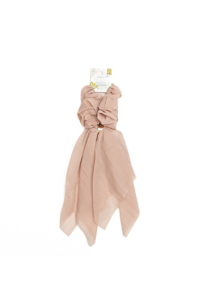 melvelo Scrunchies hair elastic with short scarf, silk, - Blush