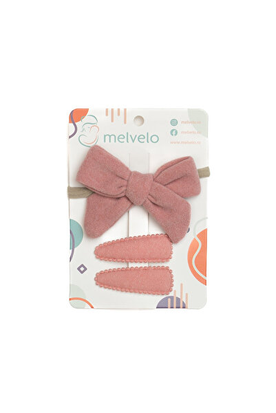 melvelo Set of 2 hair clips and 1 headband with bow, baby, cashmere, - Blush ...