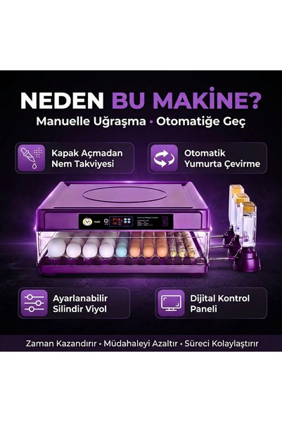 MAK 130 Yumurta Tam Otomatik Kuluçka Makinesi Dijital Isı Nem Kontrollü