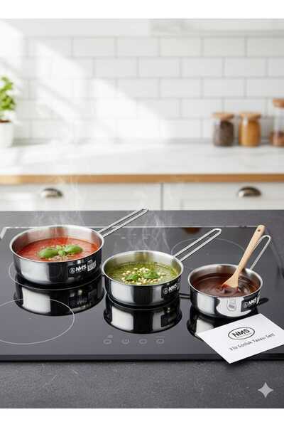 Funny Life 3’lü Sığ Sosluk Tava Seti-Paslanmaz Çelik 3’lü Sos Tava Seti-Çelik...