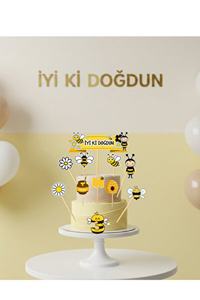 Ays Bridal Arı Temalı Kürdanlı Pasta Süsü 3 yaş