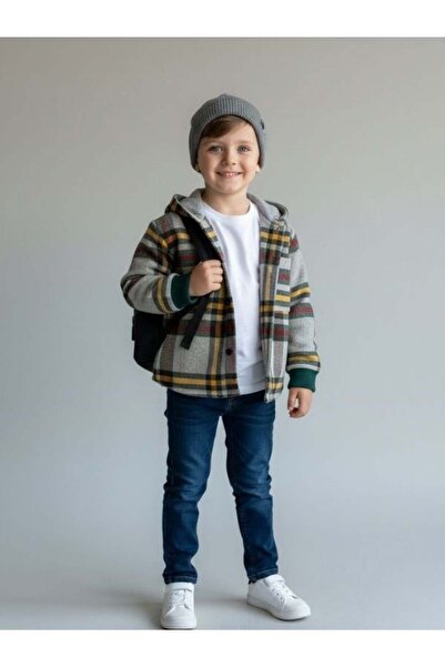 Zekids Boy's Checkered Hooded Shirt