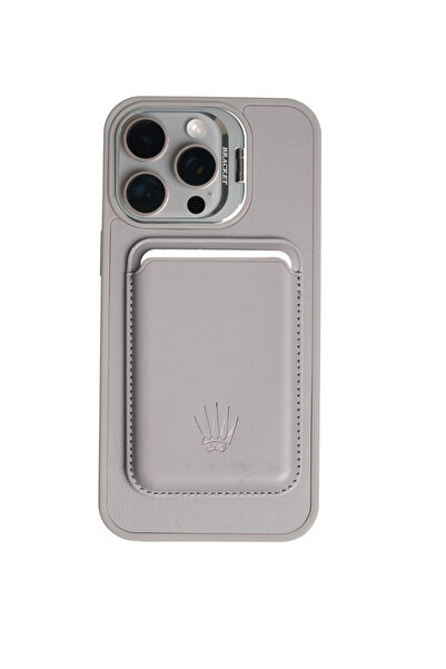 WATCHOFROYAL حافظة PrimeCase لهاتف آيفون 16 برو باللون الرمادي مع حامل مغناطي...