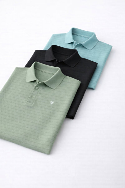 COMBİNE MİCHAİL Men's Daily Trend Loose 3-Piece Polo Collar T-Shirt