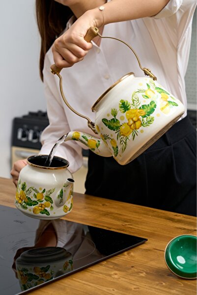FeyzaDesign Ahşap saplı citrus çaydanlık, şık ve kullanışlı tasarım