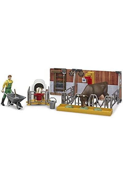 Bruder grajd de vaci și viței bworld cu fermier, fundal (multicolor)