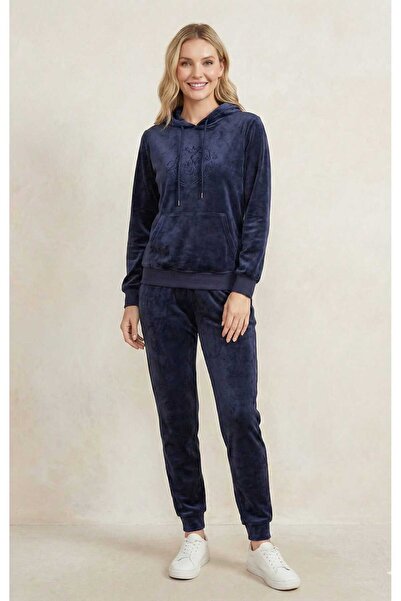 Volupta women's navy blue Velvet tracksuit