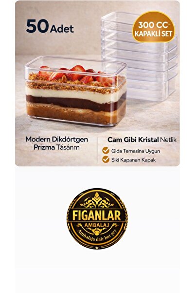 figanlar ambalaj Kapaklı Kristal Dikdörtgen Tatlı Kasesi 300 cc – Şeffaf Priz...
