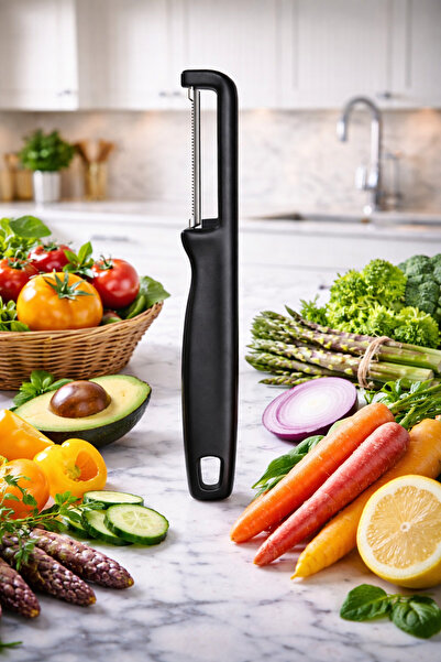 Victorinox Tırtıklı Kenarlı Çift Taraflı Soyacak IOTA Siyah Renk Ergonomik