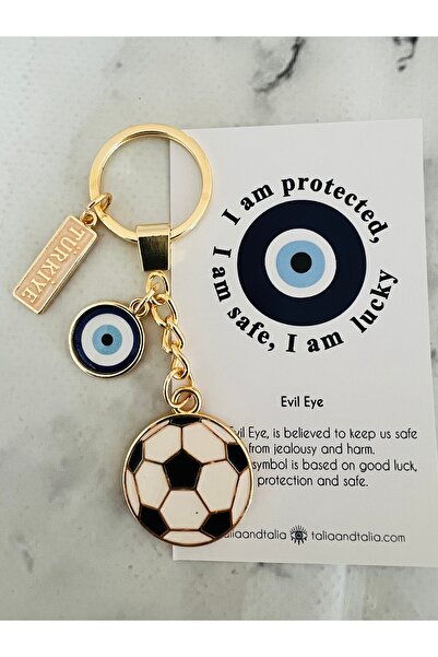 Talia&Talia Black and White Fan Keychain – Nazar Beaded Metal Keychain