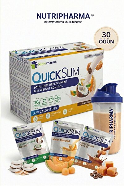 NUTRIPHARMA QUICK SLIM Whey Proteinli Öğün Yerine Geçen Shake Tropikal Karışı...