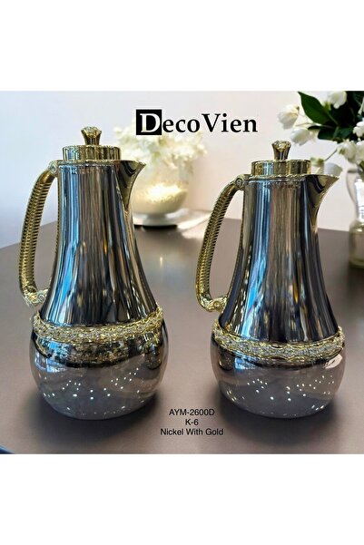 FeyzaDesign Şık ve dayanıklı 2'li içi cam termos seti, modern ve kullanışlı t...