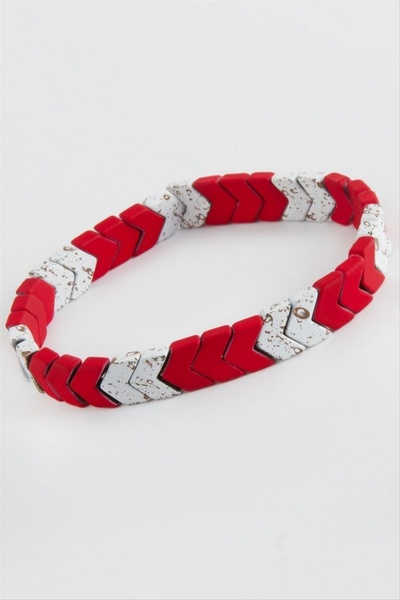 ZERO LAND NRZSNT تارافان تشو هيماتيت (192834) سوار من الحجر الطبيعي - أحمر