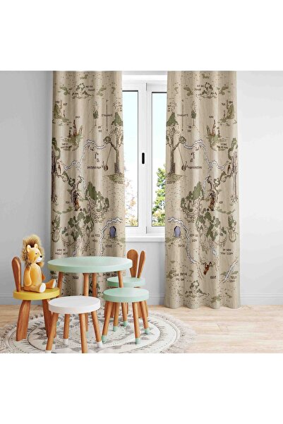 abathome Winnie the pooh desenli,dijital baskılı çocuk odası çift kanat fon p...