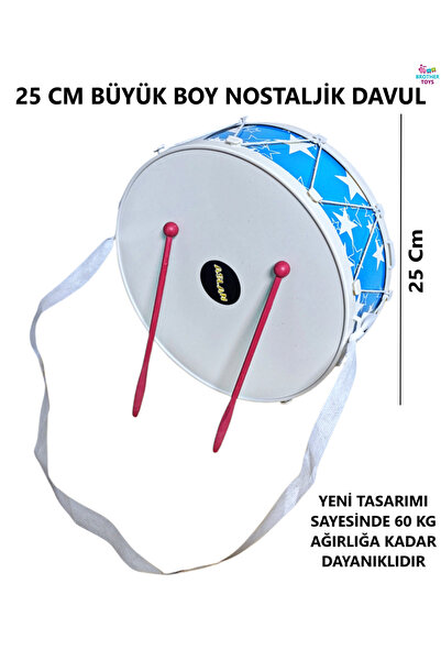 Brother Toys Büyük Boy 25 Cm. Oyuncak Çocuk Davul 23 Nisan Gösteri Davulu Mav...