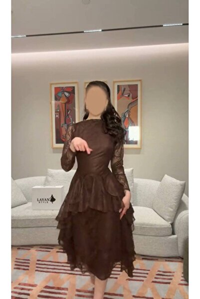 MILANORA Elegant brown midi dress